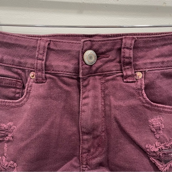 American Eagle Shortie Shorts Distressed Size 6 Red Cutoff - Picture 4 of 9